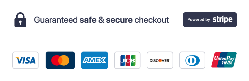 guaranteed safe & secure checkout by stripe